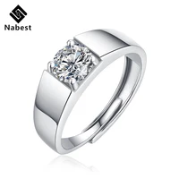 Nabest Ins Hot 925 Sterling Silver VVS Moissanite Diamond Ring Men Wedding Male Wedding Fine Jewelry Adjustable Mossanite Rings 1