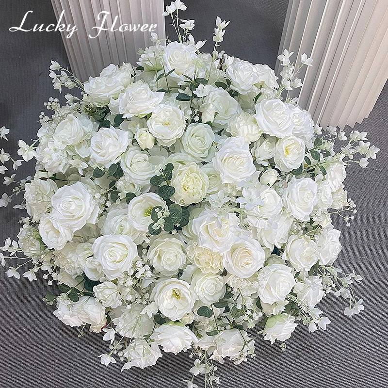 Rose Hydrange Aritificial Flower Ball Road Leading White Silk Flower Ball Wedding Decoration Table Centrepiece Deocr