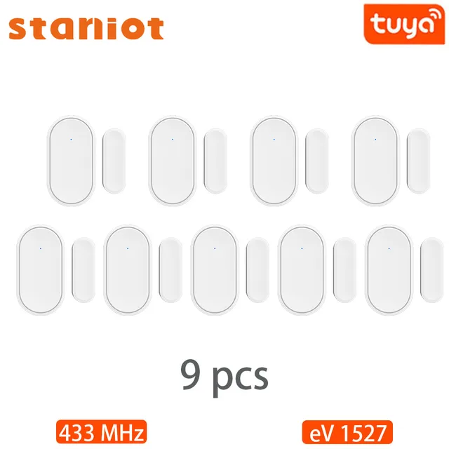 Staniot DS030 Tuya 433mhz Alarm Accessories Smart Remote Control Wireless Door and Window Alarm Sensor Door Open/Closed Detecors 13-DS030-9pcs