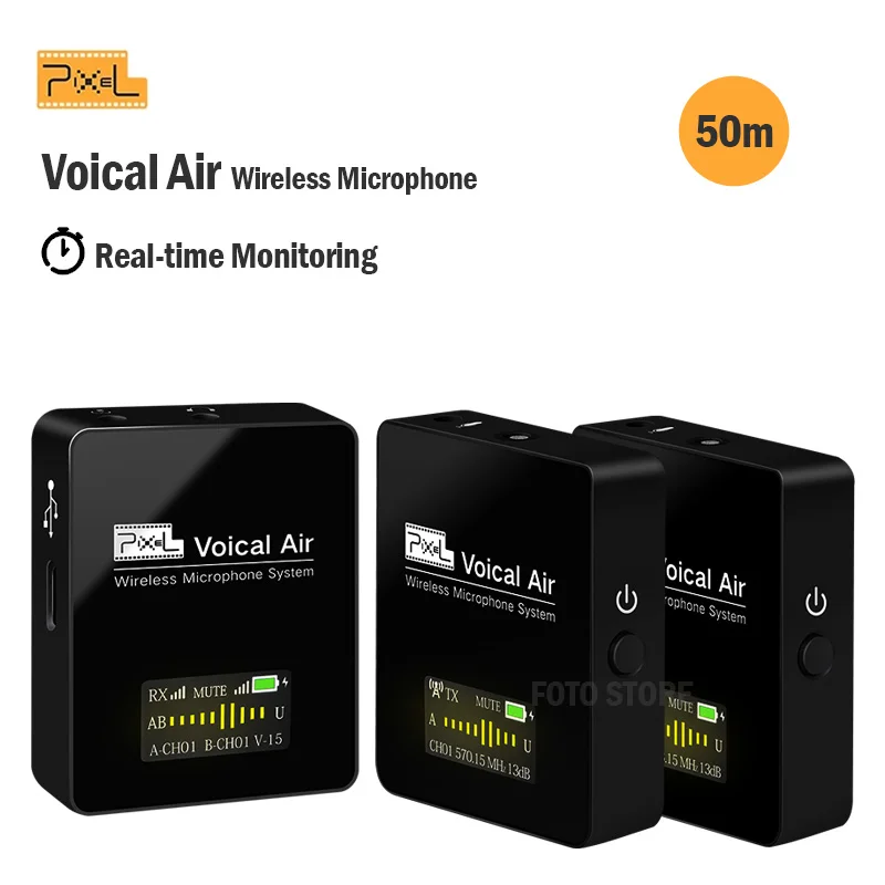 PixelVoicalAirUHFWirelessLavalierMicrophoneSystemwithRealtime