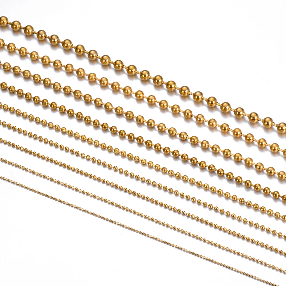 1 Meter 1,2 mm-10 mm Edelstahl-Kugelkette für Anhänger oder Erkennungsmarken, Ketten mit 5 Anschlüssen – Detail 2