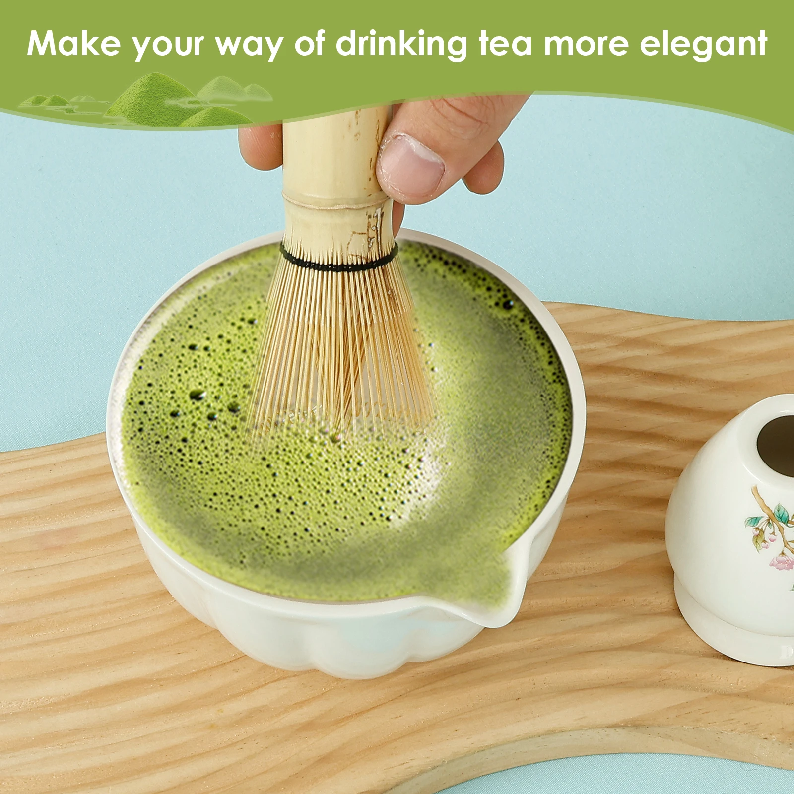 Premium Matcha Tea Set with Bowl and Whisk - طقم ش...