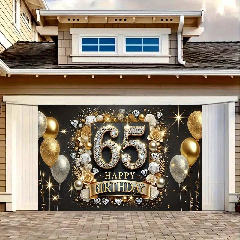 Ein 65. Geburtstagsparty-Banner, multifunktionaler Polyester-Feierhintergrund, elegante Eventdekoration – Detail 4