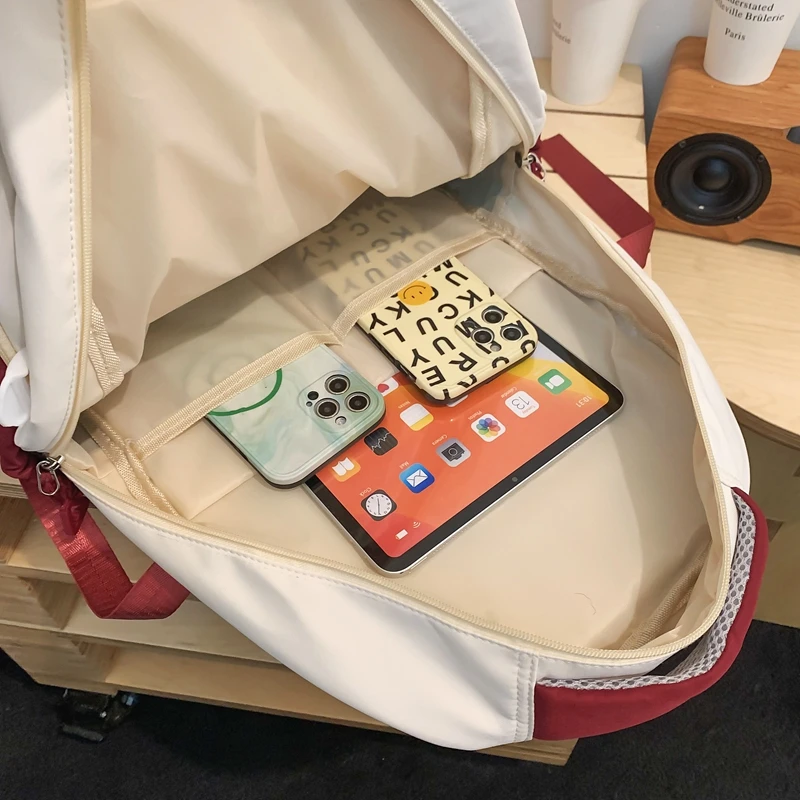 Fashion waterproof nylon women Backpack Girl travel High capacity Mochila student men black and white patchwork color laptop bag