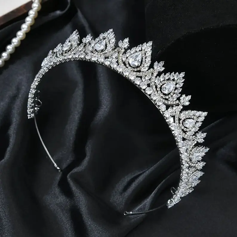 Wedding Hair Accessories Tiaras Crowns Crystal Zircon Headbands For Brides Women Party Prom Pageant Headpieces Bridal Jewelry - 6