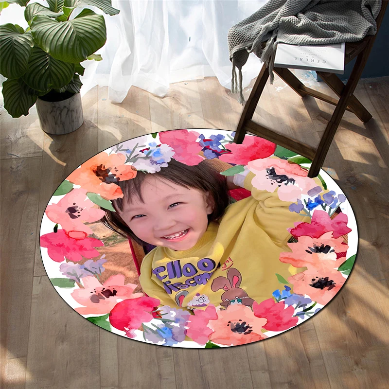 Custom photo round carpet small rugs for bedroom door mat cute rug play  area Cushion floor mat