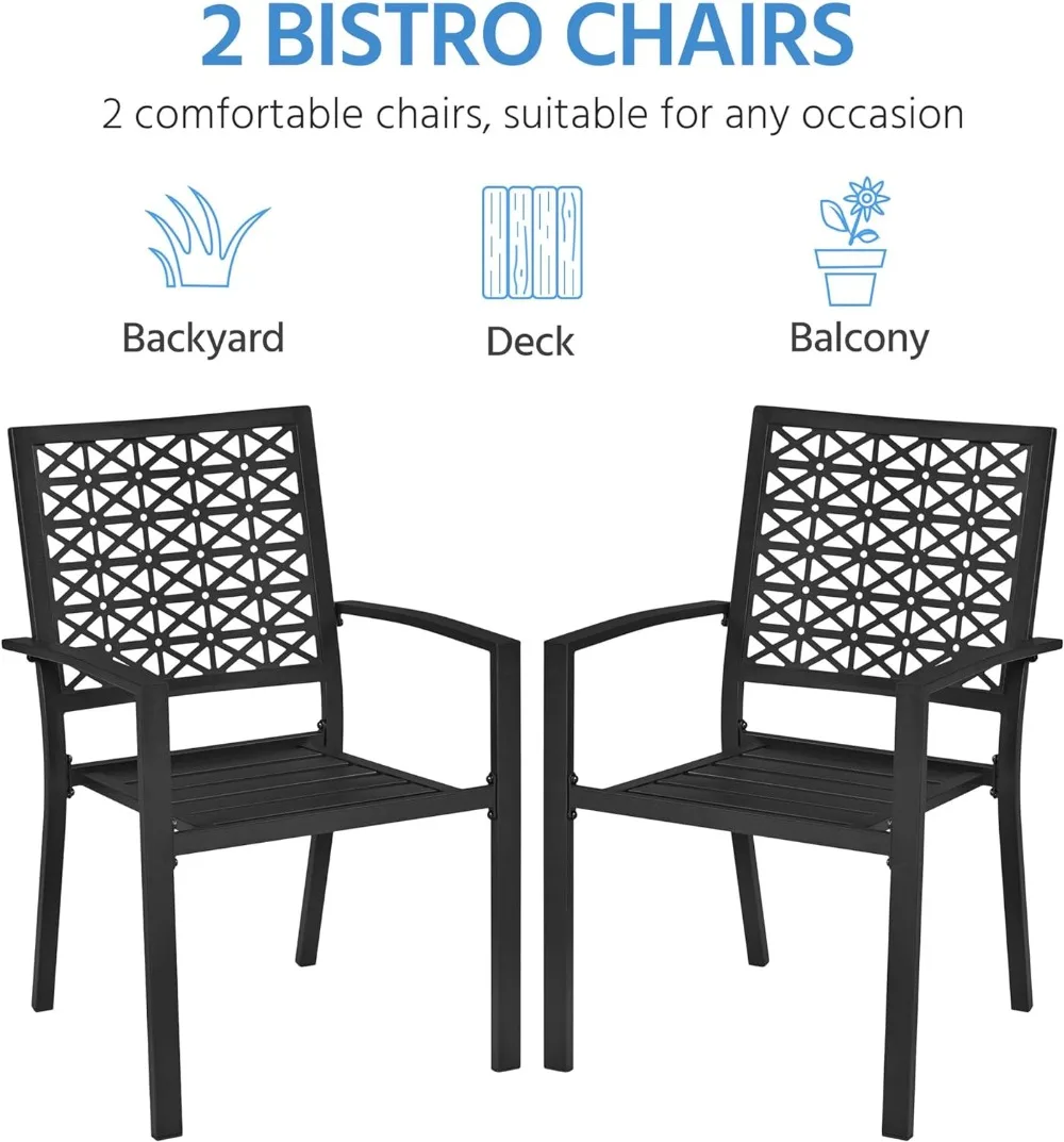 Patio Chairs Set of 4 Outdoor Dining Chairs 300lbs Metal for Garden Lawn with Armrests Metal Frame as Stackable
