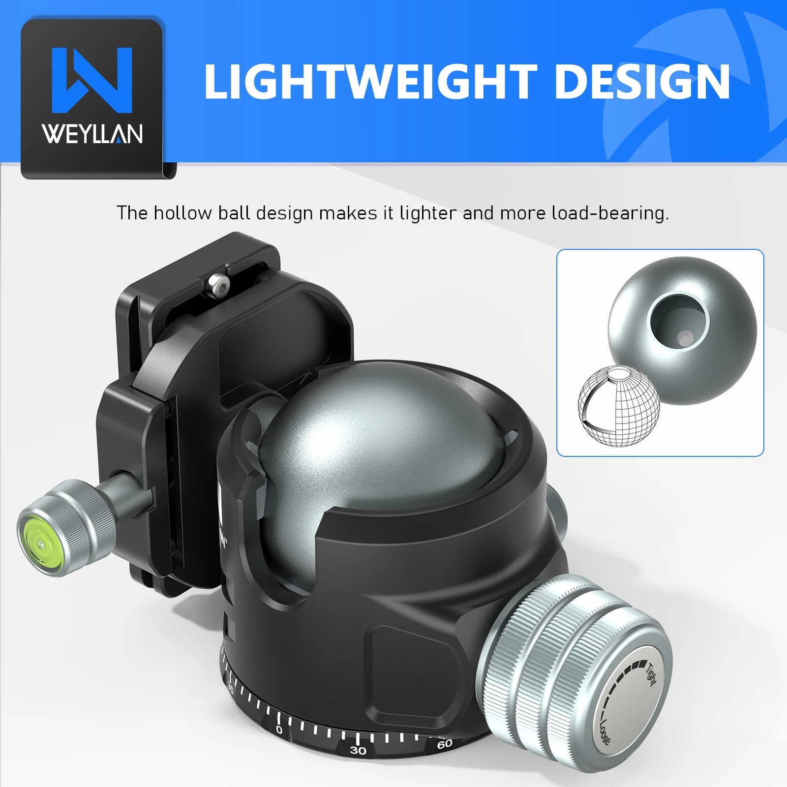 Video Tripod Head Ball Head Mount Camera Tripod Monopod for Arca Quick Release Plate Low Profile Ballhead Max Load 30kg 52mm tripod ball head