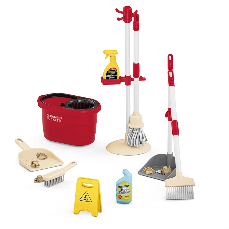 Kids Cleaning Playset &ndash; Includes Mop, Cleaning Solution, Broom, Bucket, Brush Set Dustpan, Perfect for Ages 3+