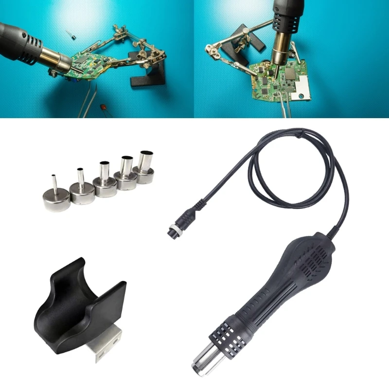 

Hot Air Guns Handle Rework Solder Hot Air Blower Heat Guns for 858A 858D 868D 878D Soldering Station Desoldering Tool