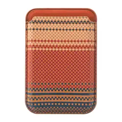 Premium Magnetic Carbon Fiber Wallet Card Holder with Leather Finish (Brown)
