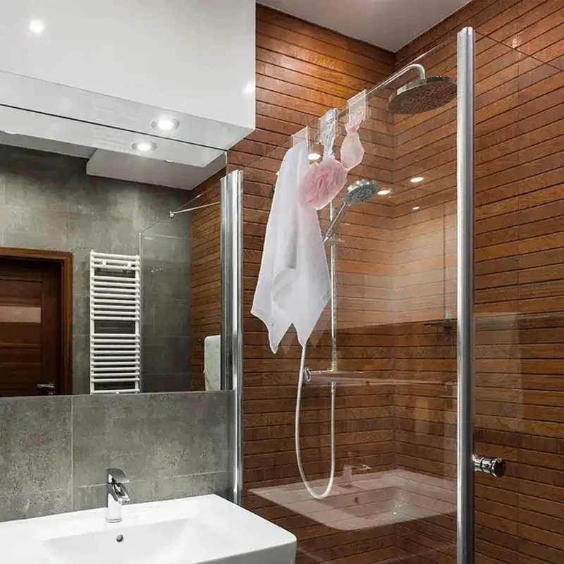 Shower Door Hook Acrylic Bathroom Hanger Convenient Storage Solution for Bathrobes and Towel Clothing Hangings Rack 3