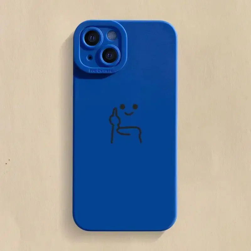 thumbnail image 1 of Cartoon Red Man Phone Case For iPhone 15 14 13 12 11 Pro Max Mini X XR XS 7 8 Plus SE Shockproof Middle Finger Soft Back Cover, 1 of 5