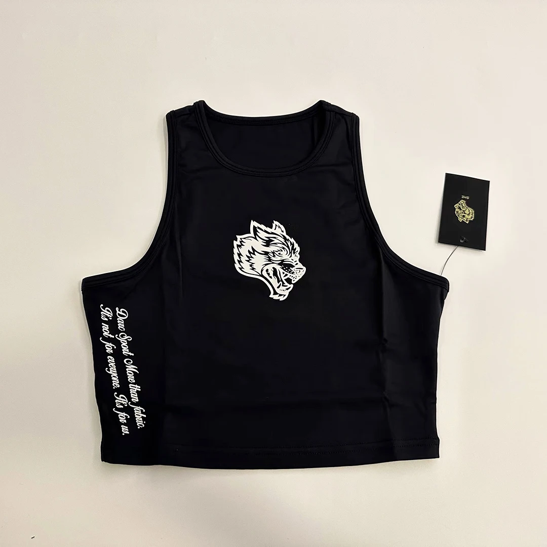 

Darc She Sport Bra Women Yoga Vest Gym Crop Female Breathable 2023 Running Vest Fitness Wolf Head Cropped Elastic Sports Tops