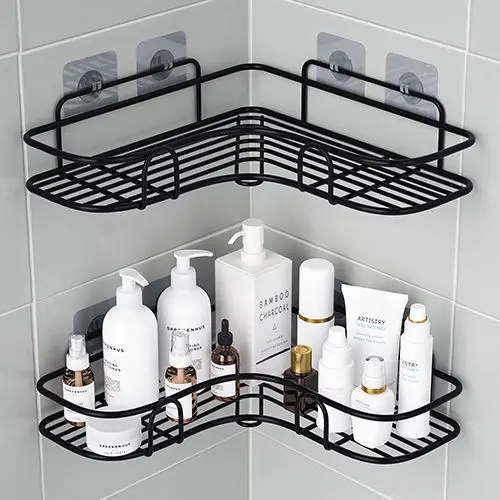 Shelves Organizers for Bathroom Non-perforated Triangle Shower Organiser Kitchen Shower Shelf Wall-hung Toilet Storage