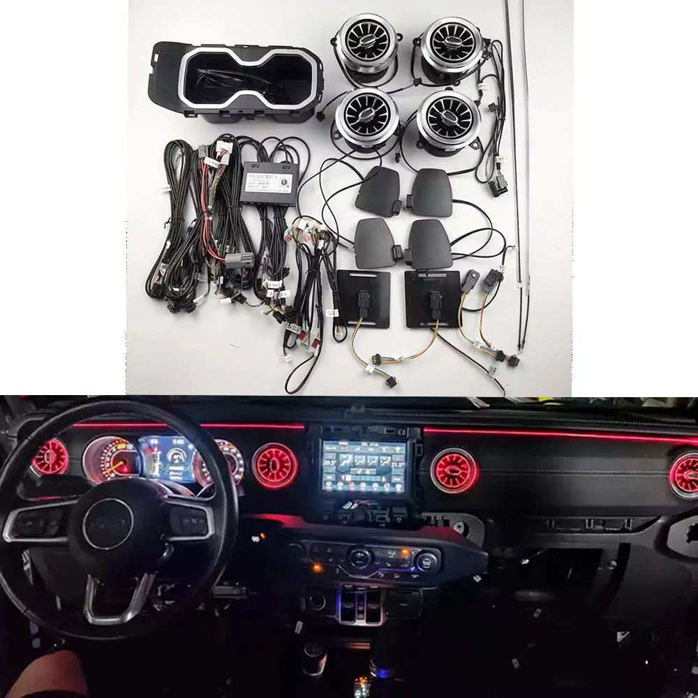 

Turbine Outlet LED Ambient Light For Jeep Wrangler JL 2018-2022 JK2007-2017 Center Console Ambient Lamp Front Air Condition Vent