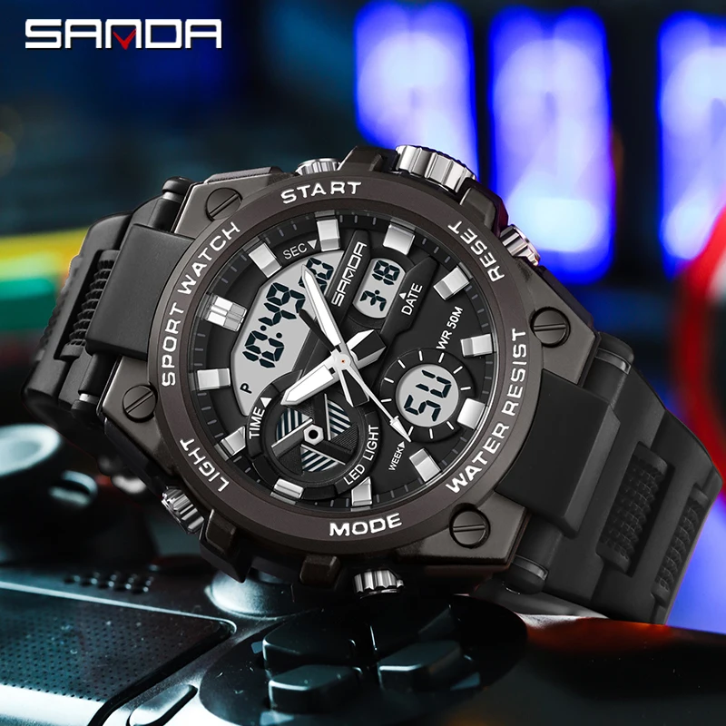 

Waterproof Electronic Watch Digital Wristwatches SANDA 3311 Male Student Youth Fashion Trend Military Multifunctional Nightlight