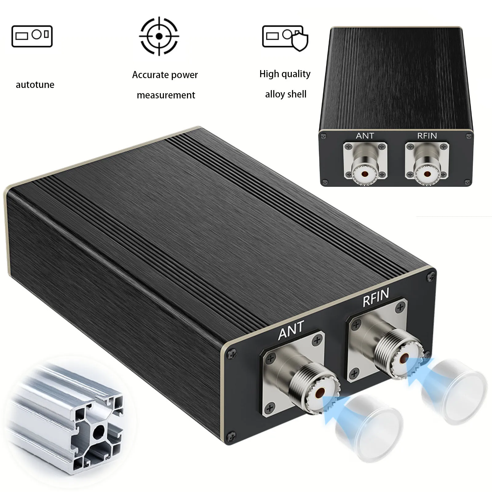 ATU-100 PRO 100W 1.8-50MHz 자동 안테나 튜너 0.96인치 OLED 디스플레이 라디오 금속 쉘 충전식 배터리 포함