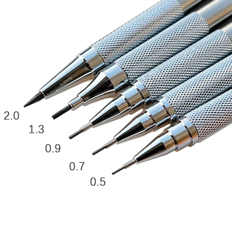 Mechanical Pencils 0.3/0.5/0.7/0.9/1.3/2.0mm Office School Writing Art Painting Tools Metal Automatic Creative Stationery