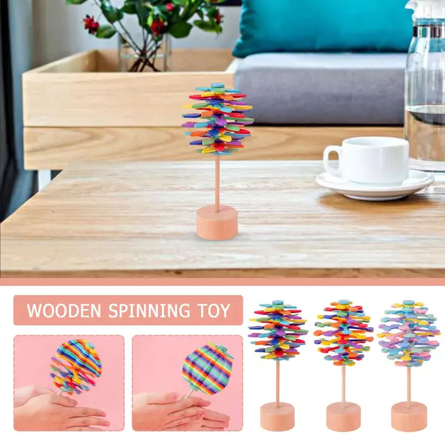Colorful Creative Spinning Lollipop Rotary Toy Spinning Magic Wand Stress Anxiety Relief Toy Sensory Wooden Desk