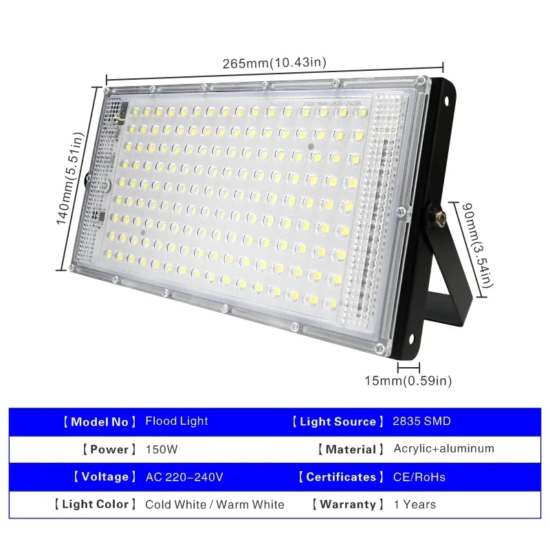 1pcs150W Led 투광 조명 220V 110V 야외 정원 홍수 조명 스포트라이트 Focos LED 반사경 가로등 조경 조명