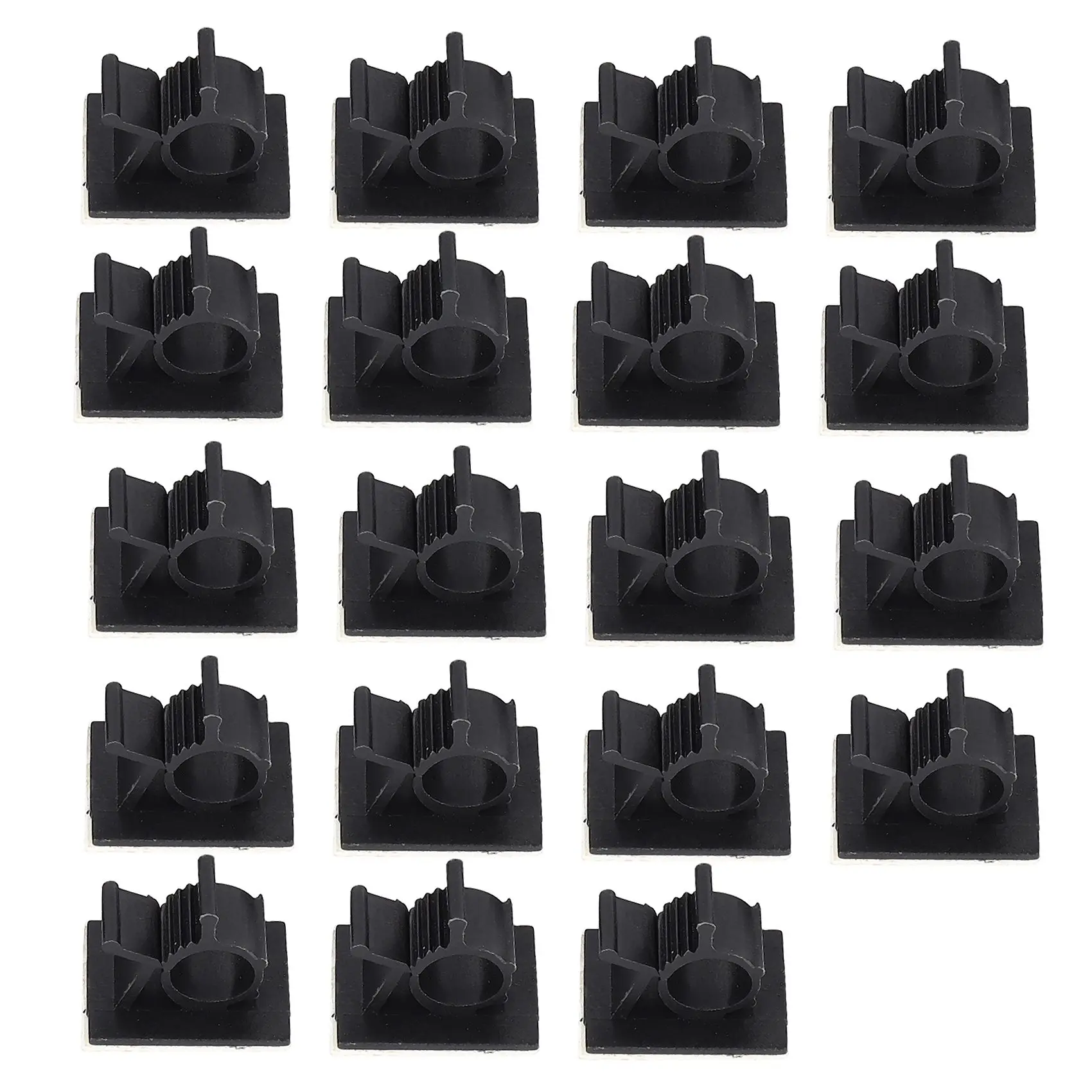 

20Pcs Black Adjustable Plastic Cable Clamps Self Adhesive Car Cable Clips Wire Organizer