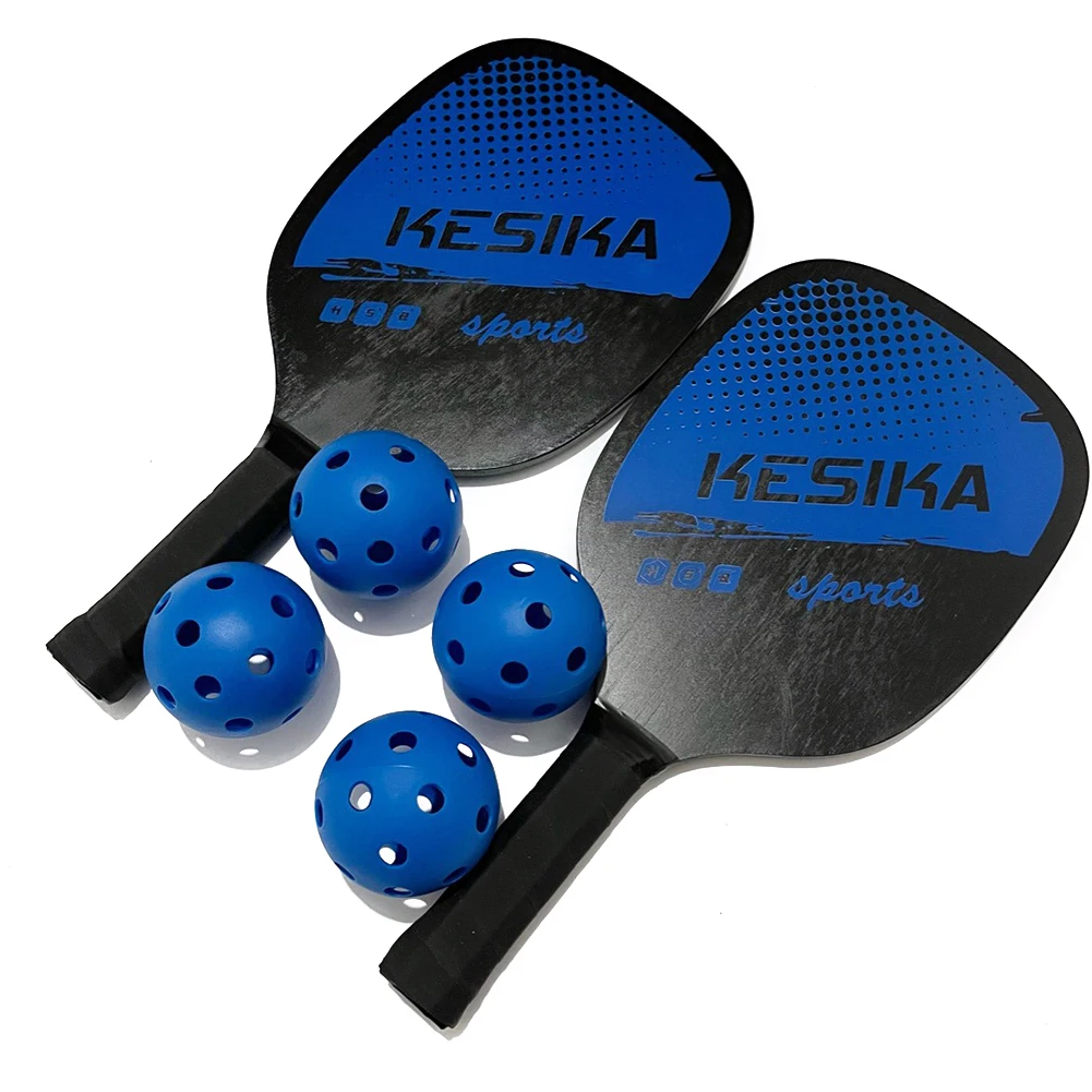2Pcs Pickle Paddles Rackets + 4 Balls Lightweight Outdoor Indoor Sports Racquet for Women Man Holiday Gifts