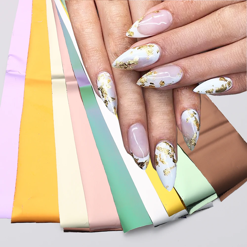 

10 шт./набор, матовые металлические наклейки для ногтей