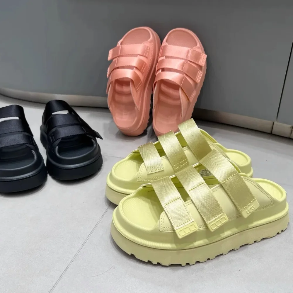 Sandalias de plataforma para mujer, colección verano 2025: calzado moderno sin cordones con suela gruesa, ideal para la playa, ocasiones informales y actividades al aire libre.
