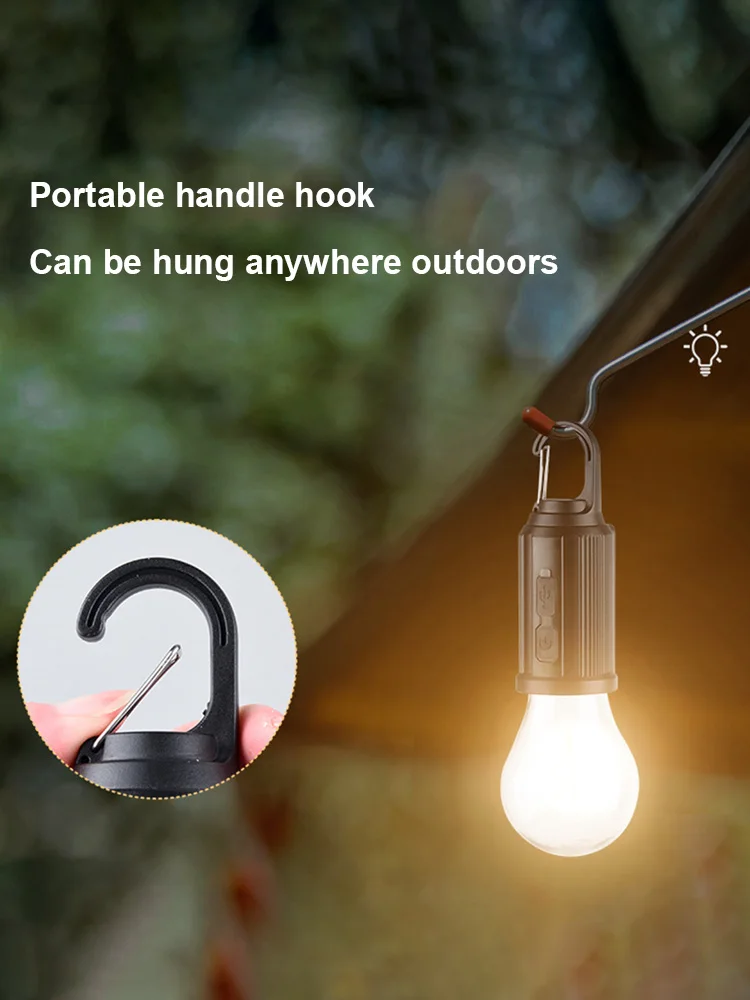 태양광 LED 캠핑 램프, 후크 LED 조명 랜턴, USB 충전 휴대용 램프, 야외 바베큐 캠핑용, 400mAh