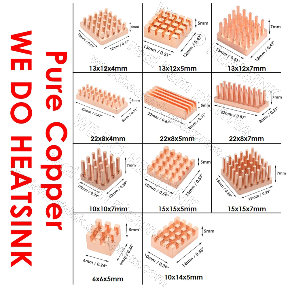 Nós Fazemos Heatsink-pequeno Minúsculo Puro Dissipador de Calor de Cobre Útil sem ou com Almofada Térmica para Raspberry pi Banana pi ic Pacote de Chipset