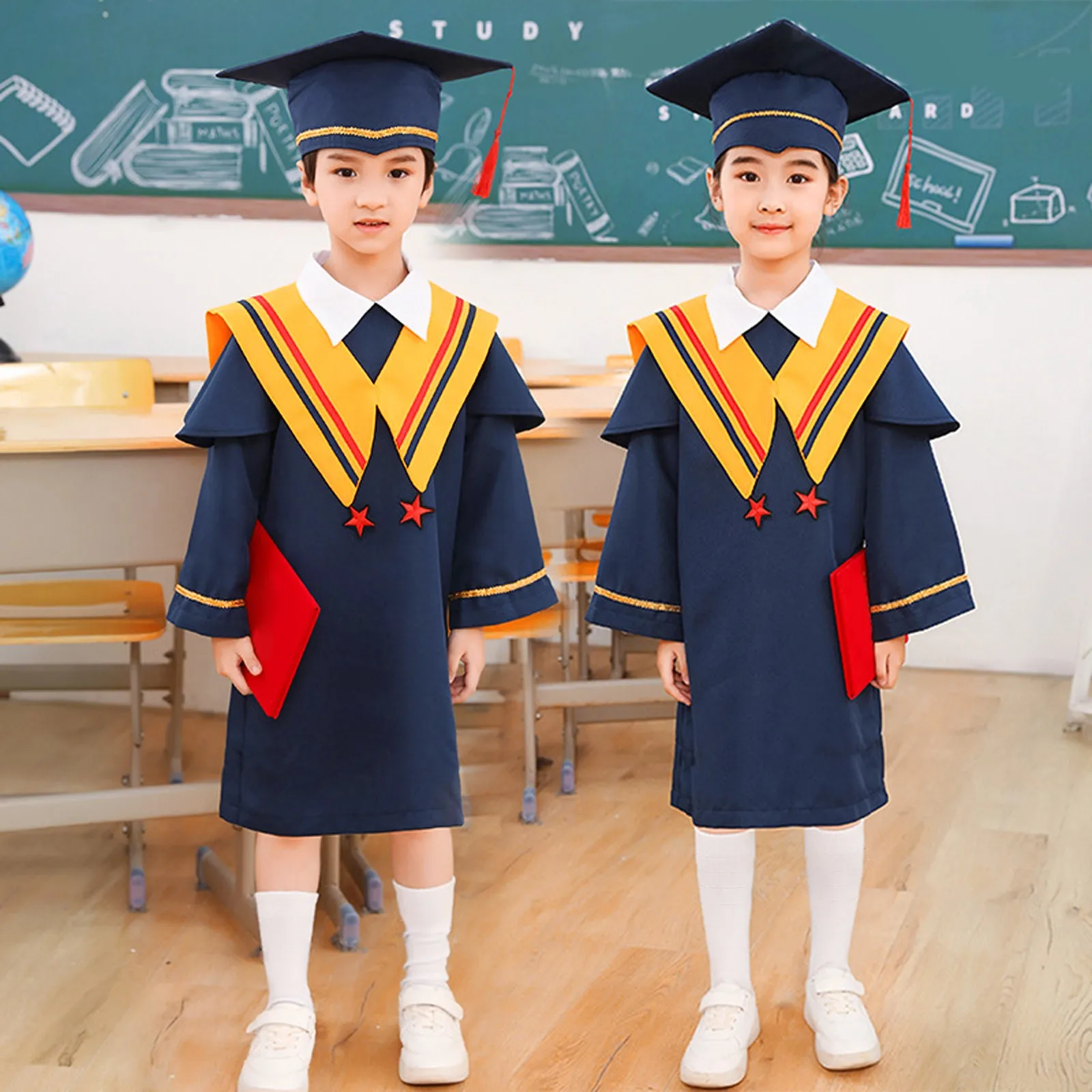 

2024 Child Graduation Clothing Suit Kindergarten Kid Toddler Graduation Gown Preschool Graduation Cap Gown Ceremony Outfit