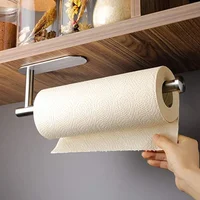 Stainless Steel Paper Towel Holder Self Adhesive Kitchen Roll Paper Holder No Punching Kitchen Bathroom Lengthen Storage Rack 1