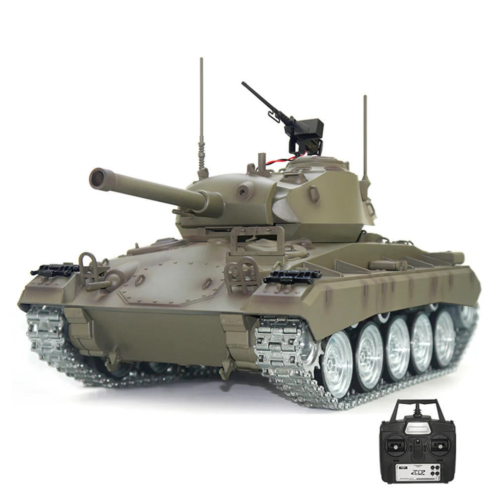 Tongde Model Chaffee M24 RTR 1/16 2.4G RC Battle Tank Smoke Sound Shooting LED Light Simulated Vehicles Model RTR Toys 3