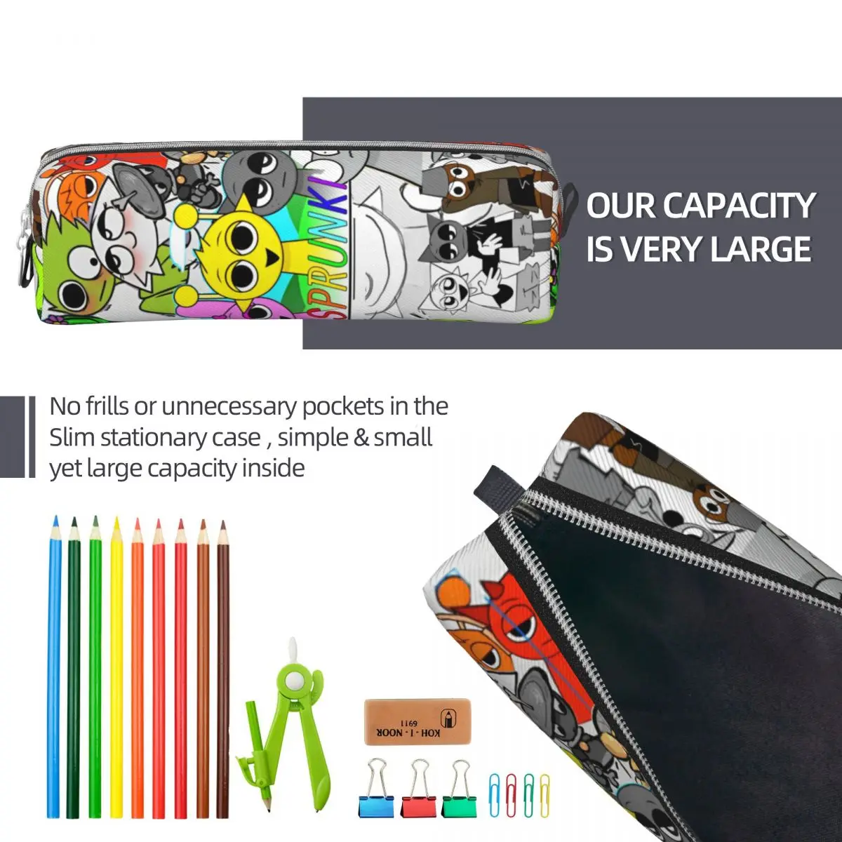 Fashion Sprunki Incredibox Game Pencil Cases Pencil Pouch Pen Box for Student Big Capacity Bag School Supplies Gift Stationery