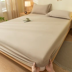 Premium Cotton Fitted Sheet with Elastic Band - Adjustable Non-slip Mattress Cover - Customized Size (Tea Coffee)