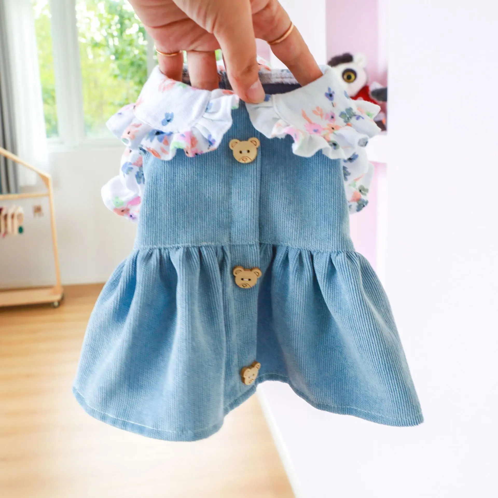 Summer Cute Bear Denim Dress For Dog