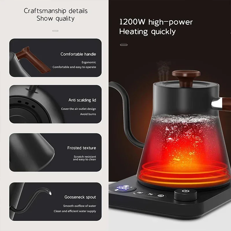 Coffee Maker 304 Stainless Steel Constant Temperature Coffee Maker LCD Display, 1200W Electric Maker, Switchable &deg;F/℃
