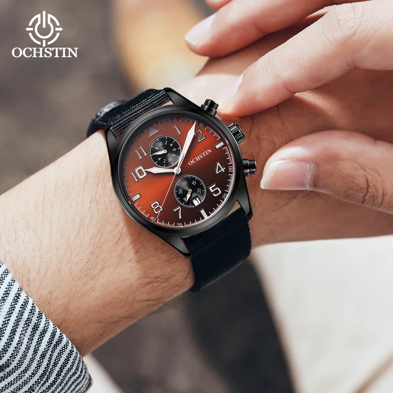 ochstin creative nylon series multi-function quartz movement promotional model 2024 trend personality men's quartz watch