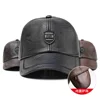 2024 New Style Men Cowhide Hat Winter Warm Outdoor Protect Ear Real Leather Adjustable Baseball Cap Men Real Cowhide Leather Cap 4