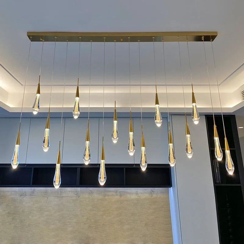 

Modern Water-drop Glass Pendant Lights Cristal Kitchen Hanging Lamp Luminaire Lustres Cristal Dining Room Deco Lighting Fixtures