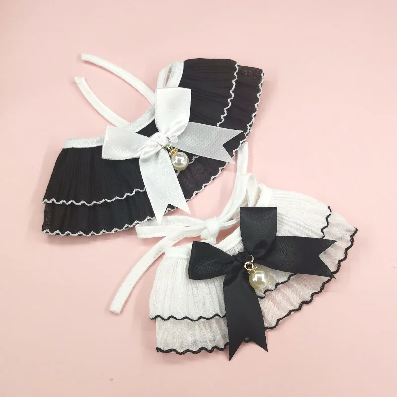 

Instagram Little Fragrance Lace Bib Pet Spit Towel Cat Dog Bib Black and White Bib Muppet Lace Cat than Bear