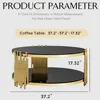 Round Glass Coffee Table Modern Luxury Black Center Table Living Room Table, Gold Stainless Steel Irregular Leg Cocktail Table 3