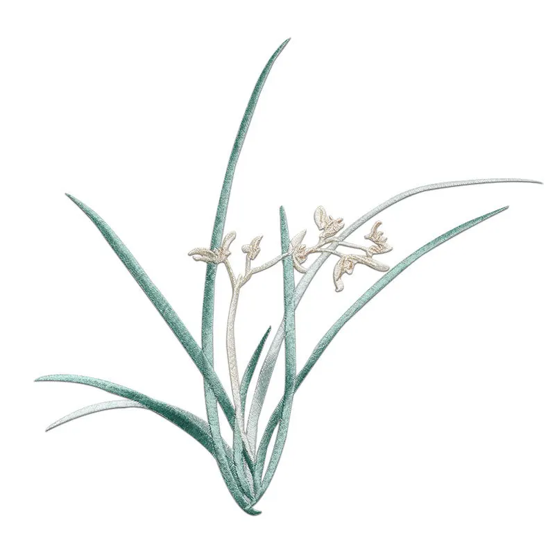Chinesische Art Orchidee Eisen-auf Stickerei Patches, große Größe Patches für Kleidung, Rock DIY Dekorative, Handgemachte Blumen – Detail 7