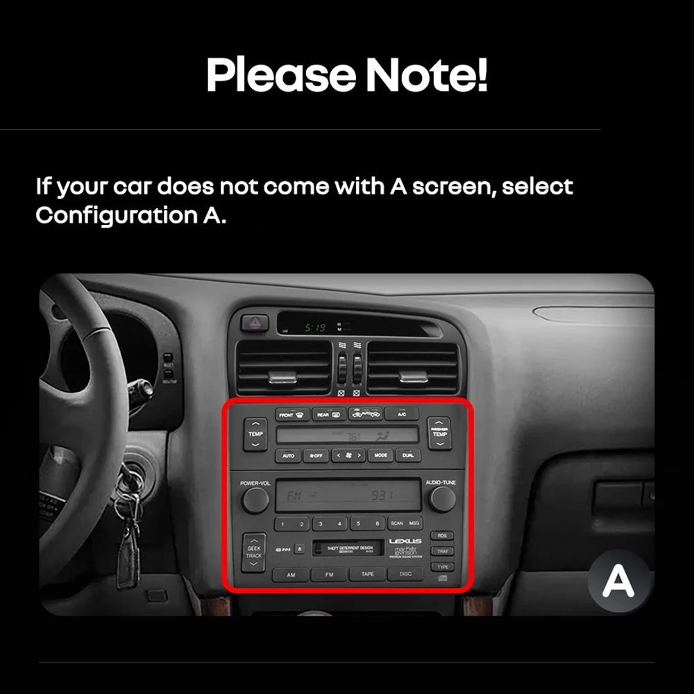 Radio para Auto con Android 16, Carplay y Auto, Navegación, Reproductor Multimedia Estéreo, QLED, GPS para Lexus GS300 2 S160 1997 - 2004 3