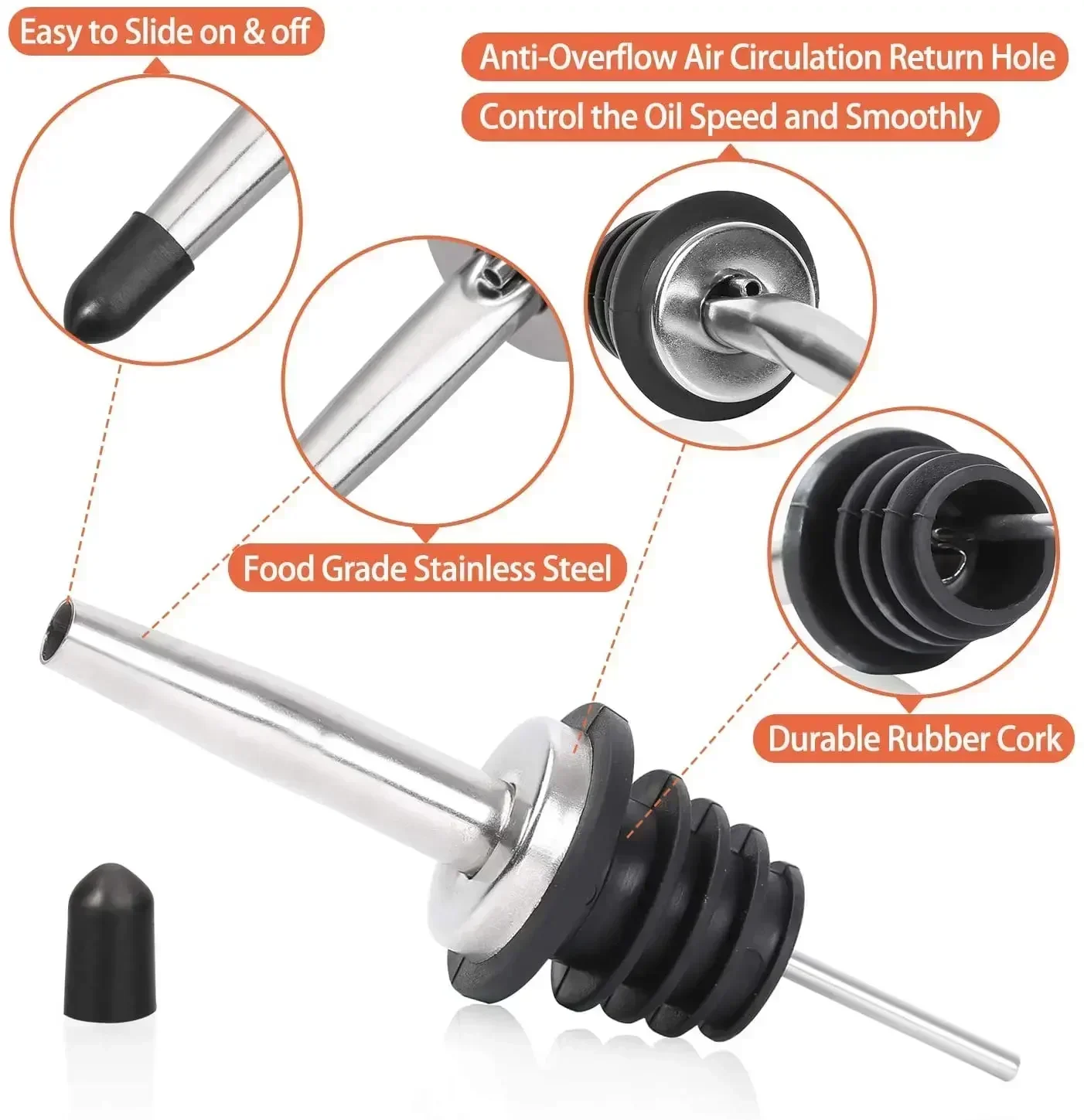 Cocktail Shaker 304 Stainless Steel Stopper for Bottle Wine Pour Bar