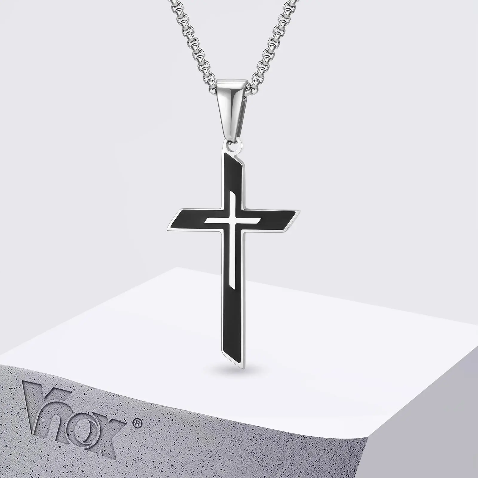 Trendige Kreuz-Halskette für Männer und Jungen, Halskette mit Anhänger aus Edelstahl, Jubiläumsgeschenke zum Vatertag