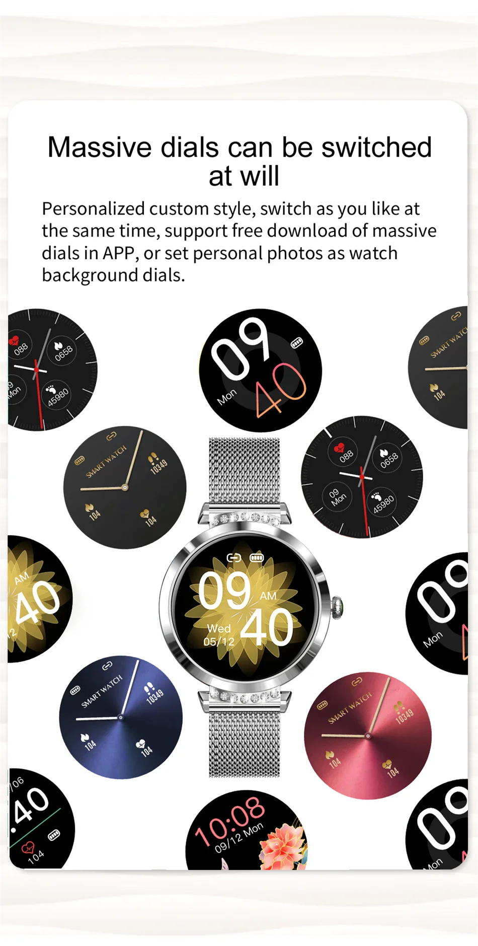 IP68 Waterproof Smart Watch Women Lovely Bracelet Heart Rate Monitor Sleep Monitoring Smartwatch Ladies Connect IOS Android+Gift