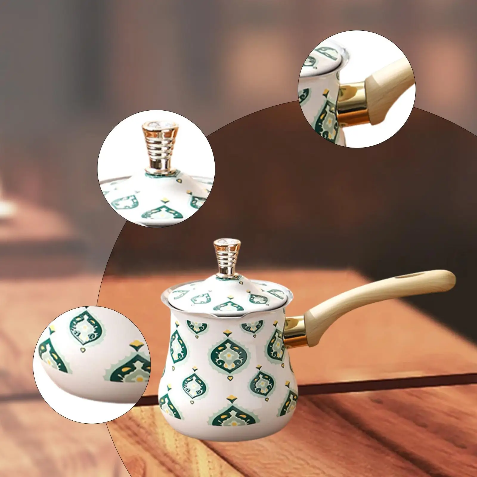 Turkish Coffee Pot Coffee Maker Melting Pot Arabic Butter Warmer with Long Handle for Cafe, Office, Restaurant Kitchen