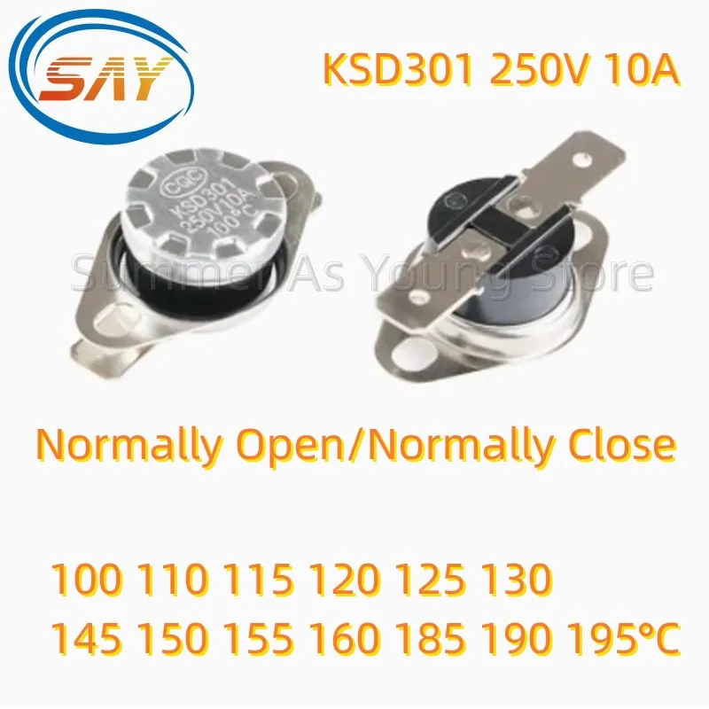 1PCS Thermal Control Switch KSD301 250V 10A 100 110 115 120 125 130 145 150 155 160 185 190 195&deg;C Degree Thermostat Temperature temperature switch